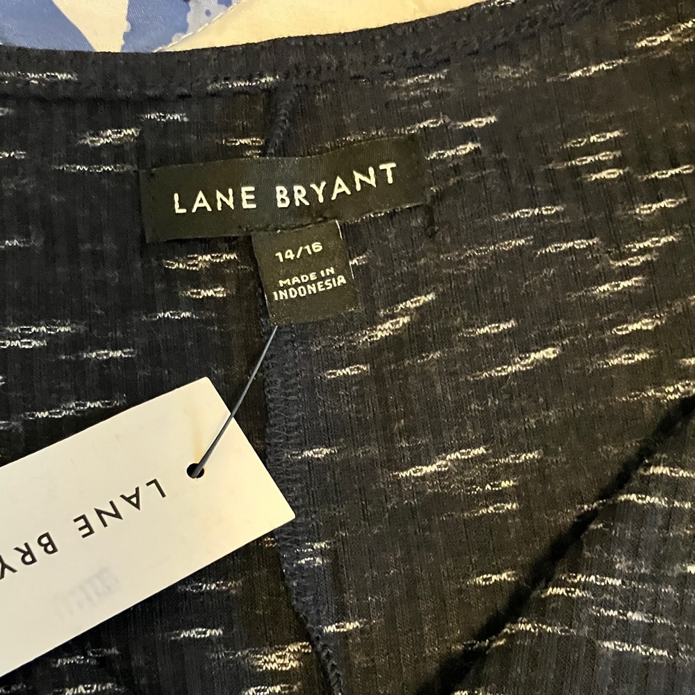 Lane Bryant navyand White Textured Surplice Top - Picture 2 of 6
